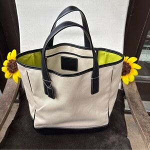 Vintage Coach Hampton Black and Cream Tote Bag